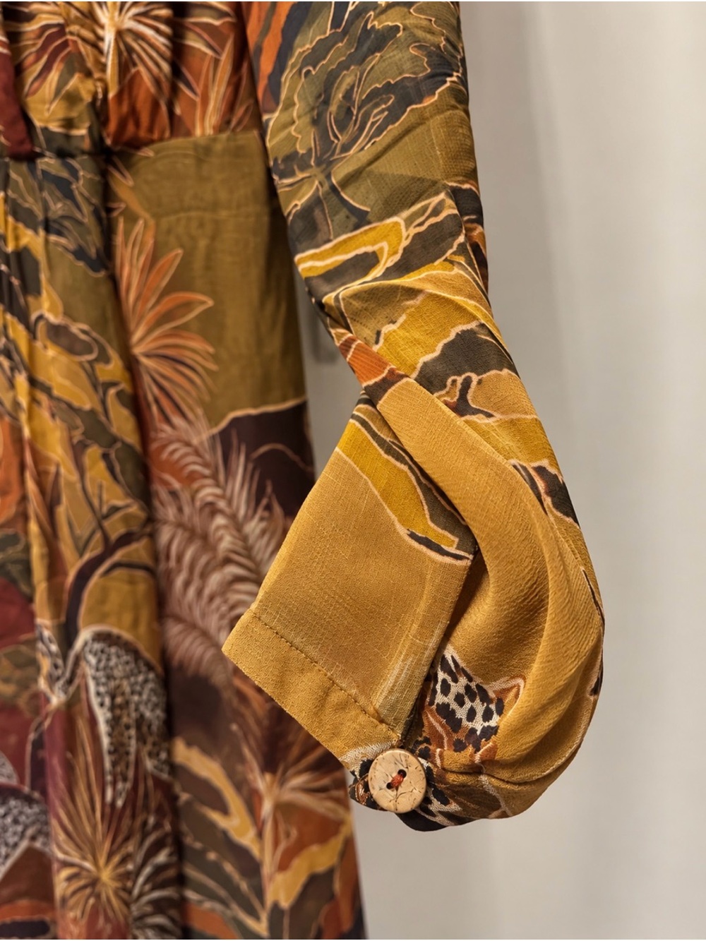 FARM Rio Rust, Mustard & Olive Safari-Print Long Sleeve Maxi Dress - Picture 2 of 6